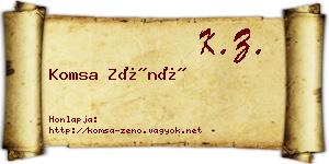Komsa Zénó névjegykártya